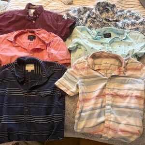 Lot of 6 Men's Short-Sleeve Button Shirts - mostly American eagle XS